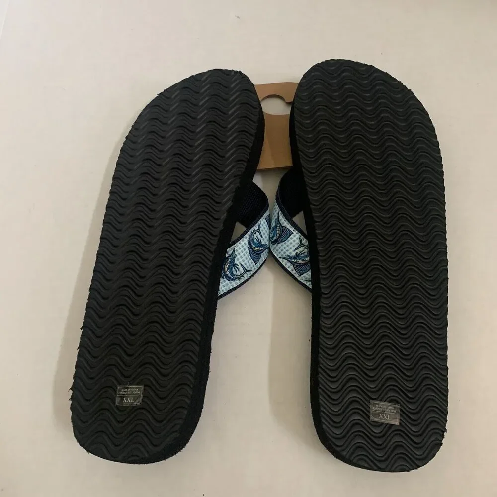 Simply Southern Men's Size 2XL 12/13.5 Marlin Print Flip Flops Thong Sandals New